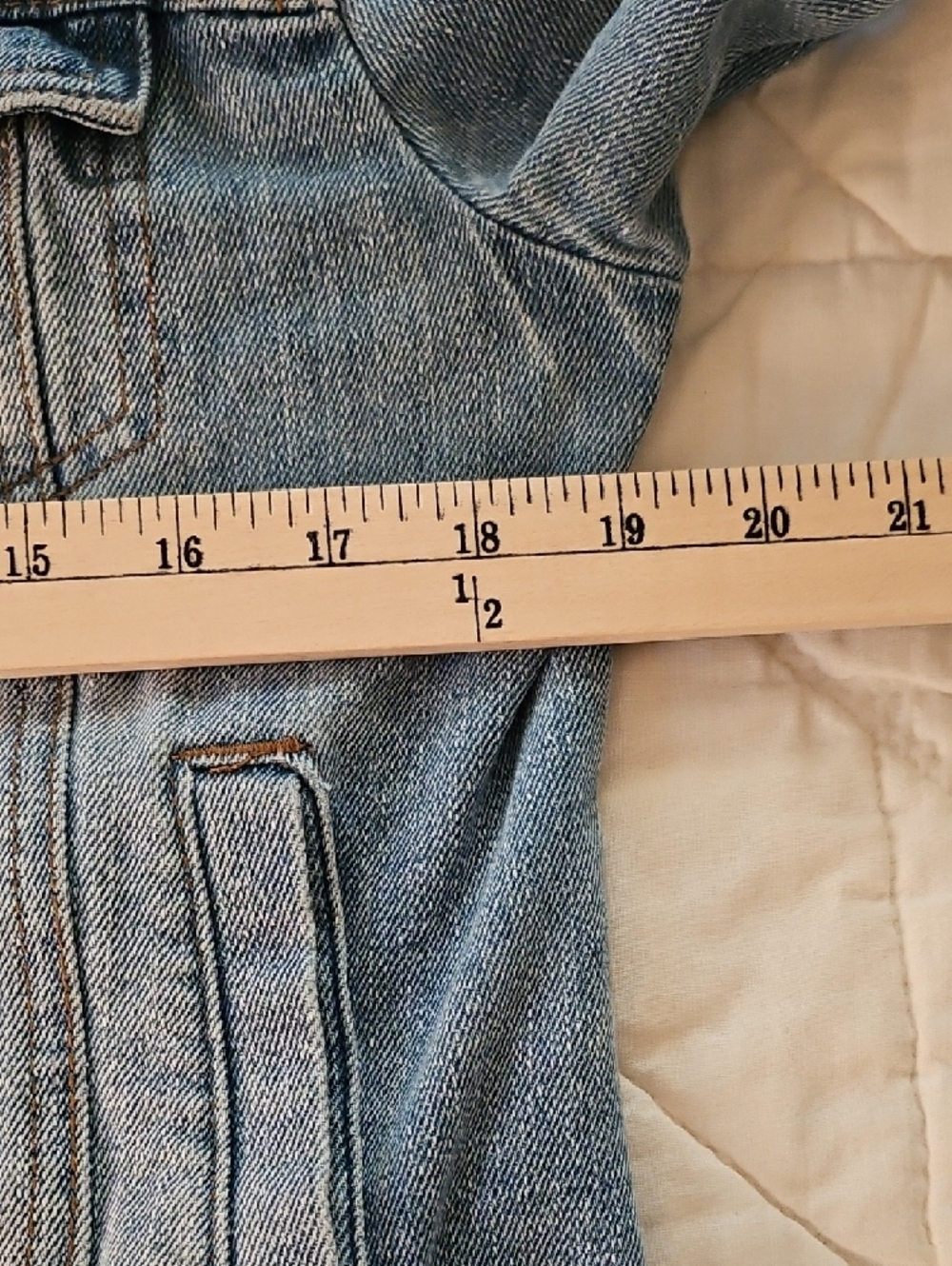 Ci Sono Cropped -Faded Denim Jacket - Size L - Picture 5 of 7